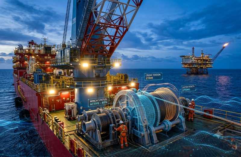 Offshore crane or mooring winch